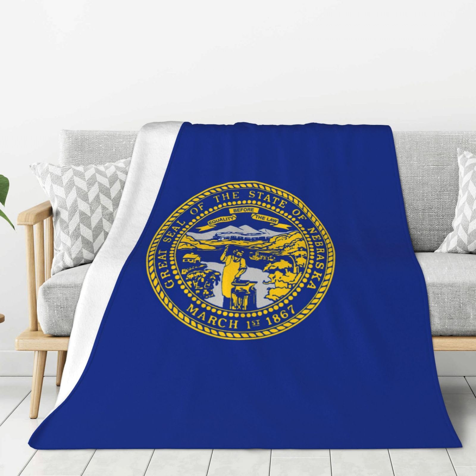 Couverture chaude Nebraska en flanelle douce pour soirée canapé et camping