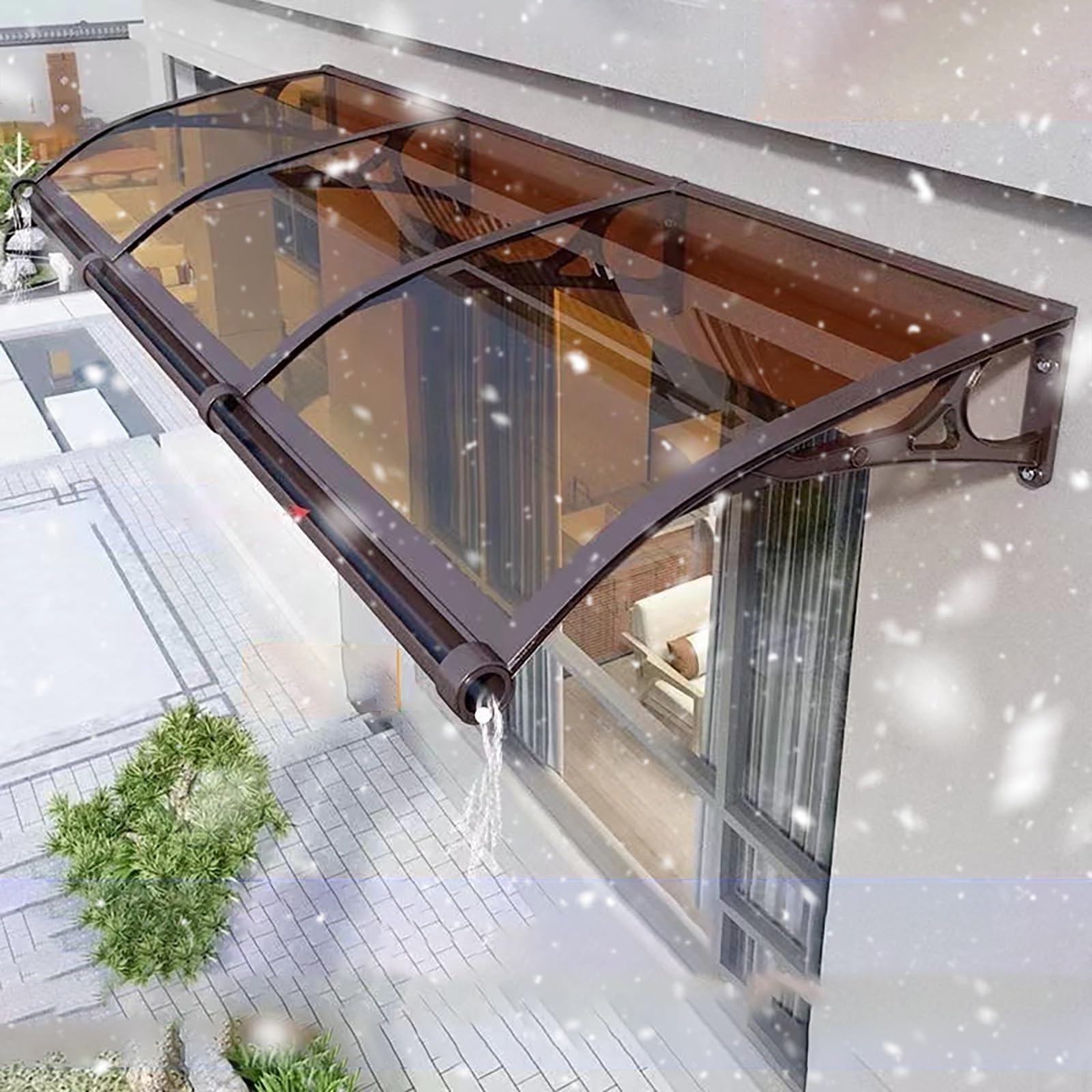 LWJSOCP Window Brown Polycarte with Aluminum Bracket Rain & ow Protect for Terrace & Veranda 80x100cm Outdoor e Solut