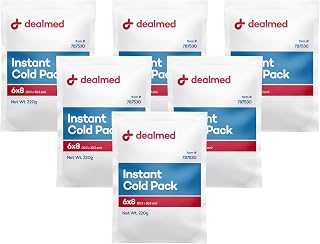 Dealmed Instant Cold Pack – Pack of 6, 6" x 8" Disposable Cold Packs for Injuries, Swelling, Sprains, Muscle Soreness and More, No Refrigeration Single Squeeze Activation