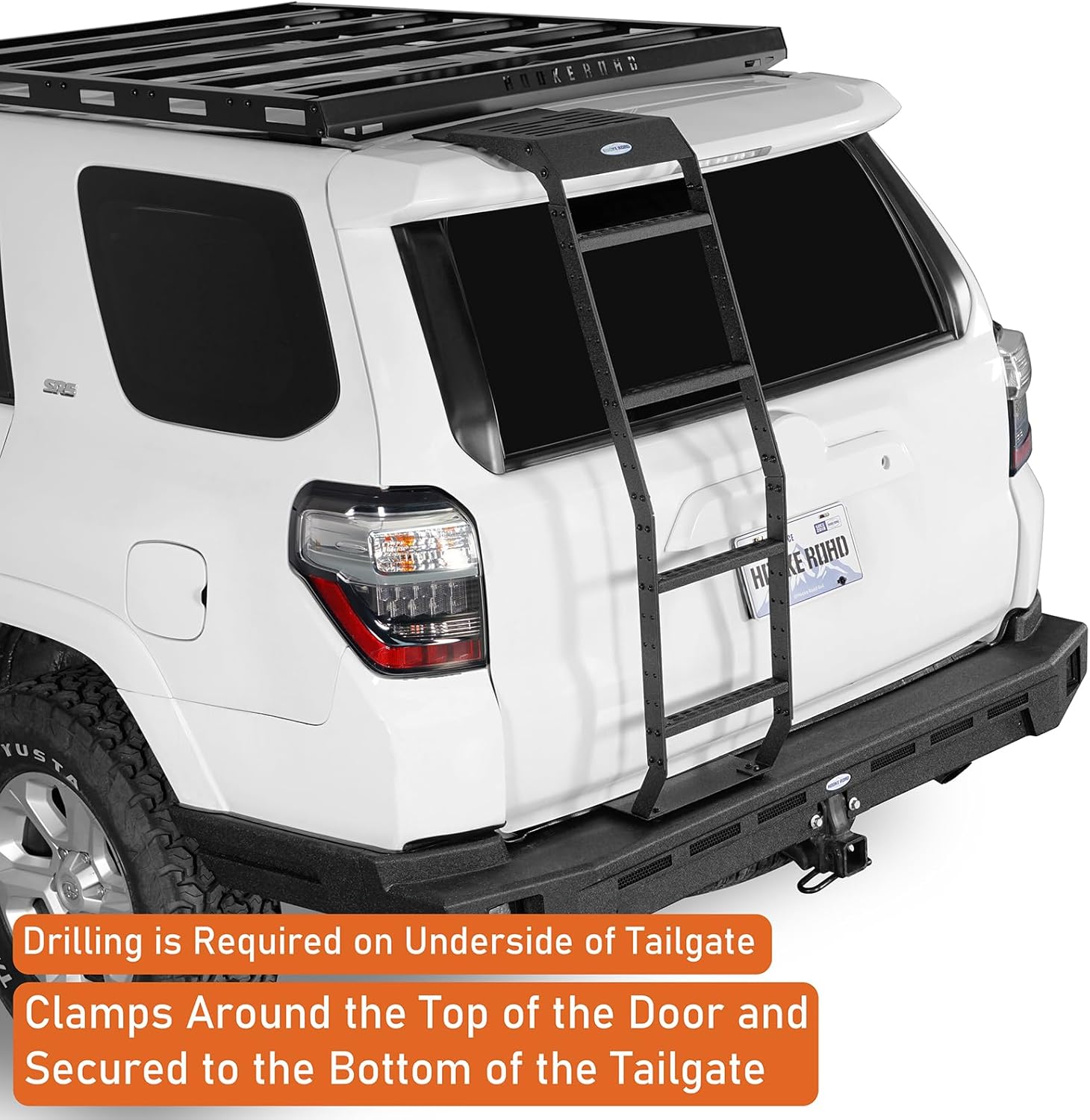 u-Box 4Runner Ladder Rack Rear Hatch Ladder Roof Tailgate Step w/Anti-Slip Rubber Pads for 2010-2024 Toyota 4Runner 5th Gen - 4-Step