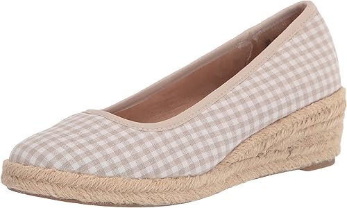 Amazon.com | LifeStride Womens Karma Slip-On Espadrille Wedge Natural  Gingham 11 W | Flats