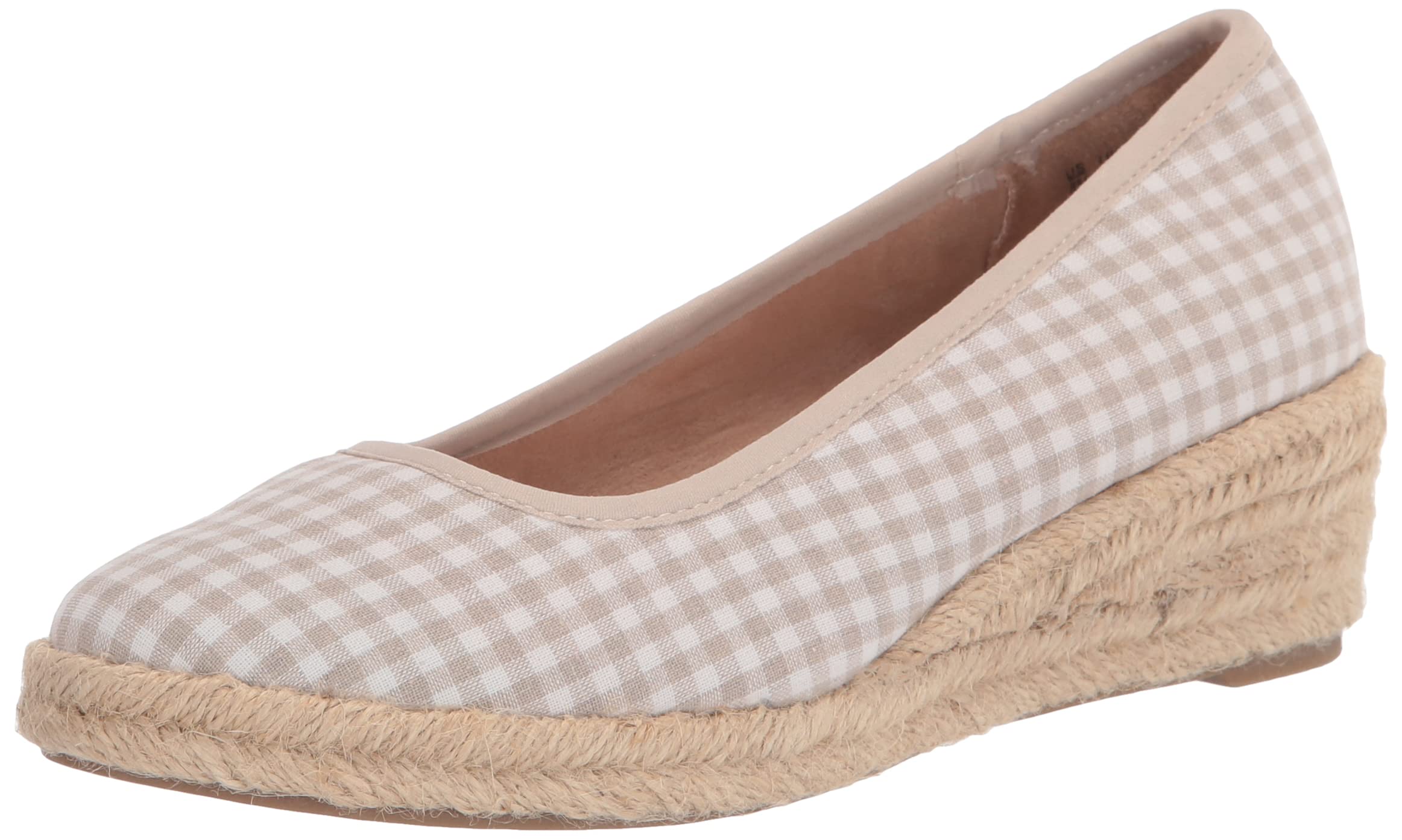 Amazon.com | LifeStride Womens Karma Slip-On Espadrille Wedge Natural  Gingham 11 W | Flats