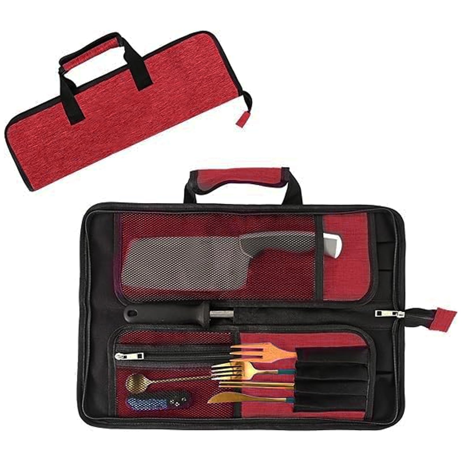 Chef’s Knife Roll Bag, Heavy Duty Oxford Chef Knife Bag, Portable 13 Slots Chef Knife Case, Multi-function Cutlery Knives Pouch Holder Knife Wrap