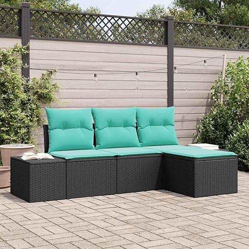 Miniatura 10 de Patio Furniture Set Outdoor Conversation 4pc Modular Gray Poly Rattan Sofa 21.7" Seat Depth Adjustable Feet Zippered Cushions for Backyard Balcony