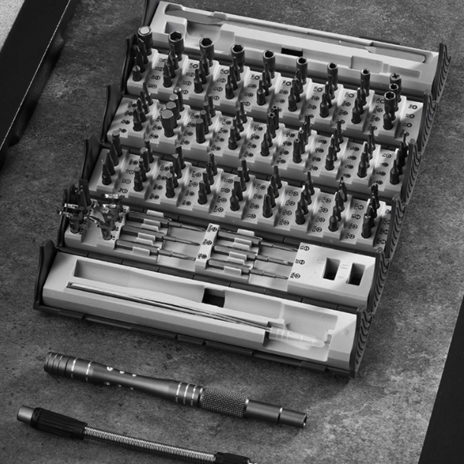F Fityle Kit stornilladores Precisión con Mango Aluminio y Puntas Intercambiables con Estuche Libro Plegable para Reparación Aparatos Electrónicos