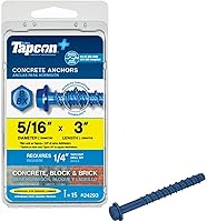 Vista 10 de Tapcon + Anclajes de hormigón de cabeza hexagonal de 3/8 x 2-1/4 pulgadas, 10 unidades, revestimiento climático azul resistente a la corrosión, uso