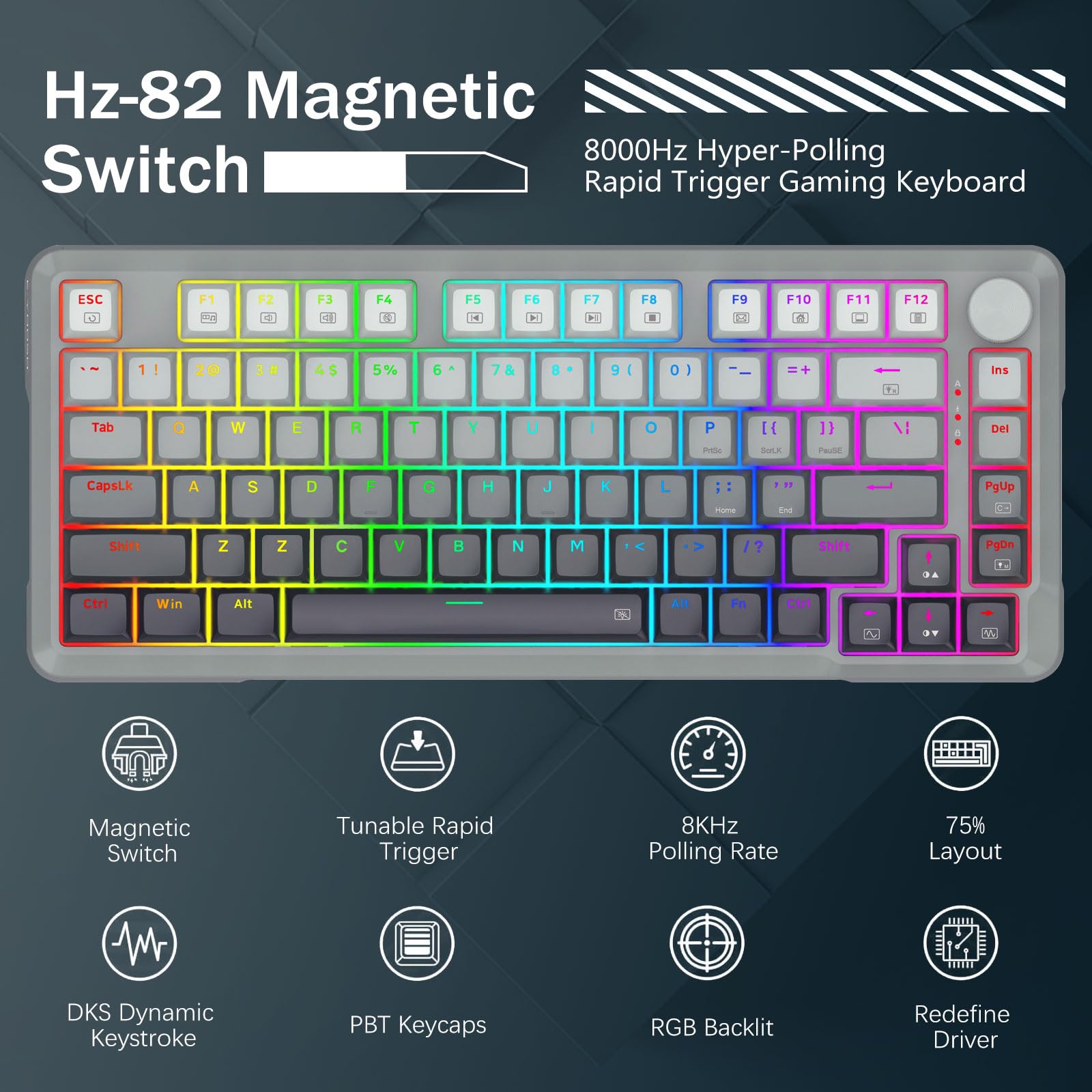 Amazon | ラピッドトリガーゲーミングキーボード ホール効果磁気 
