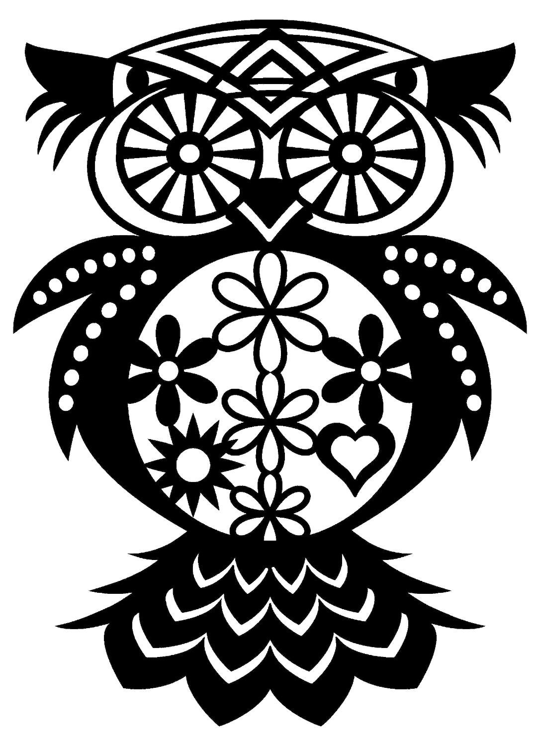 Silueta Plantilla 30 x 30 Flowered Owl