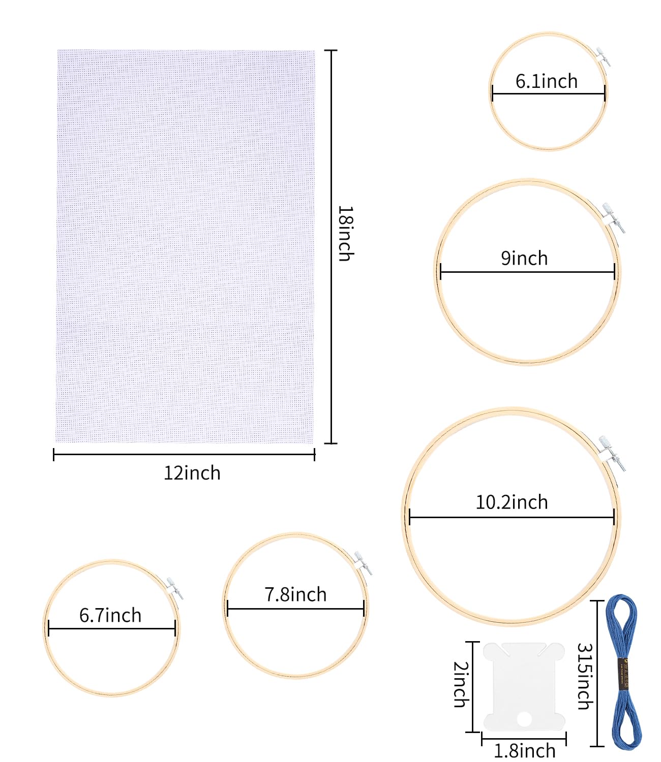 LEAZZLE Borduurset, 205-delig, borduurset voor beginners, 100 kleurdraden, 40 naainaalden, 3 stuks Aida-doek, 5 stuks bamboe borduurframes, kruissteekset voor volwassenen en kinderen, beginners (met LEAZZLE Borduurset, 205-delig, borduurset voor beginners, 100 kleurdraden, 40 naainaalden, 3 stuks Aida-doek, 5 stuks bamboe borduurframes, kruissteekset voor volwassenen en kinderen, beginners (met