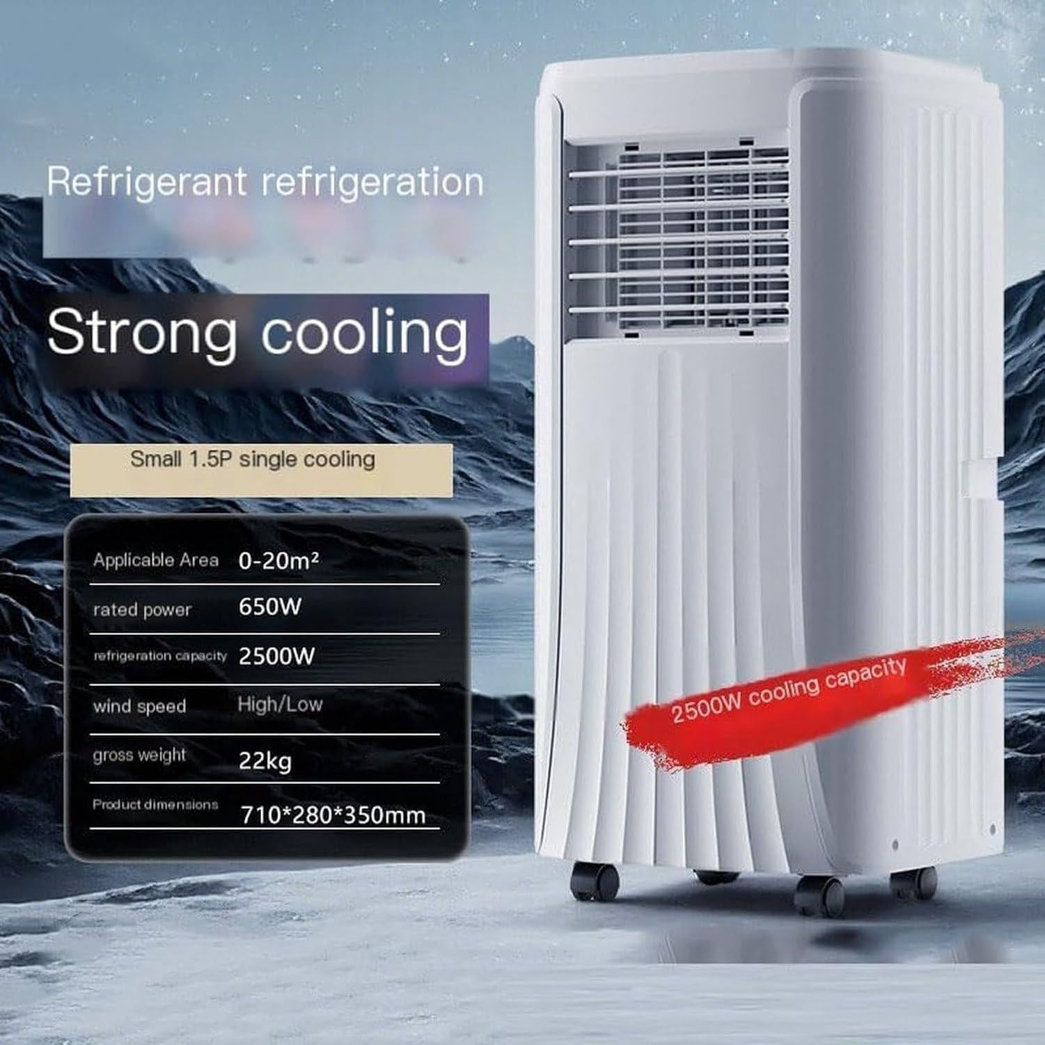 Aire Acondicionado Portátil 10000 BTU para 35 m², Enfriamiento para Hogar y Oficina, Unidad AC con Mando, Ventilador Silencioso, Modo Sueño, Temporizador 24H, K, 9000 Btu, 9000 BTU