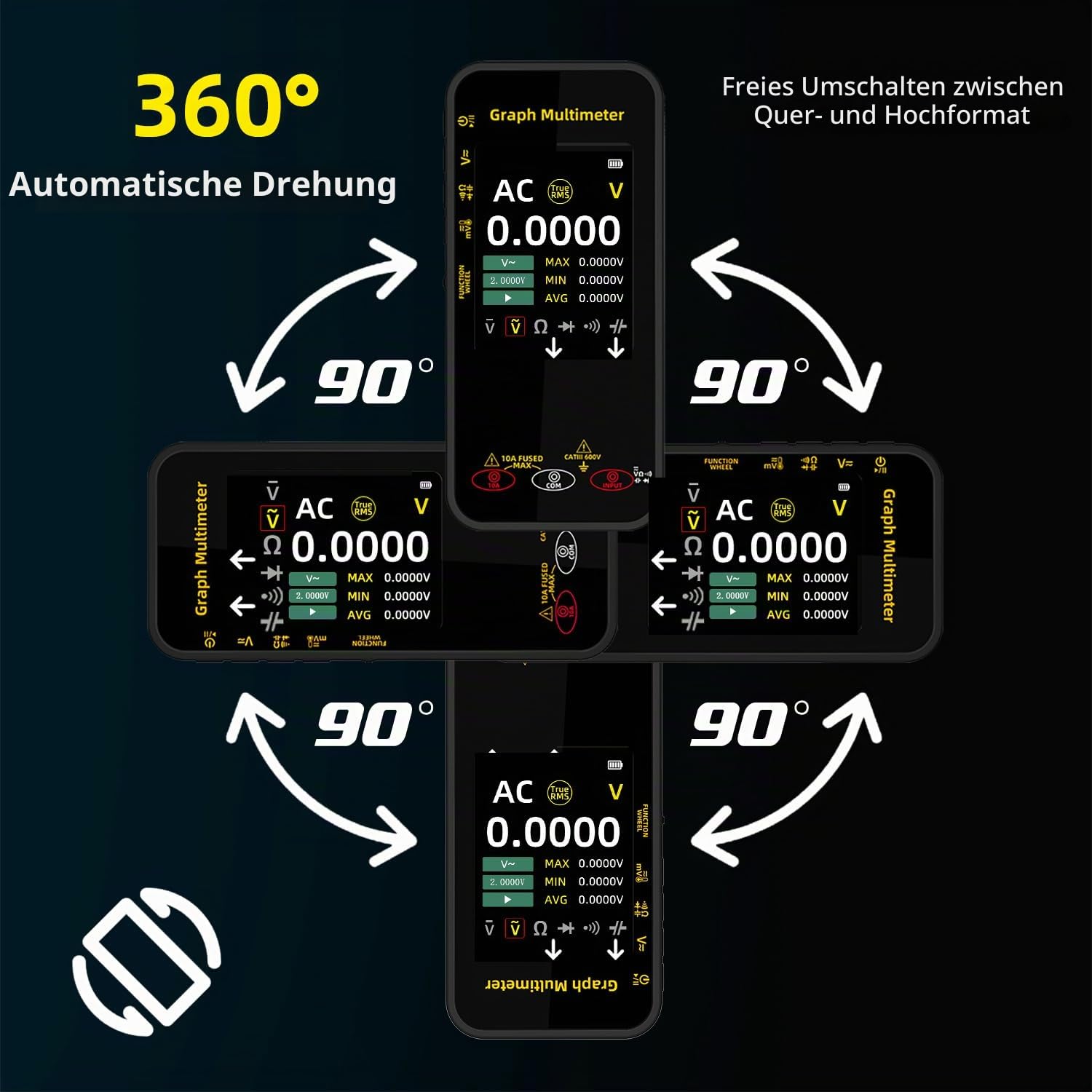 BSIDE Digitales Multimeter Spannungsprüfer Kit S500 Grafisches Multimeter 20000 Zählungen & AVX1 Phasenprüfer, Elektriker Prüfgerät für Strom Spannung Millivolt AC Peak Kapazität Temperatur Messen