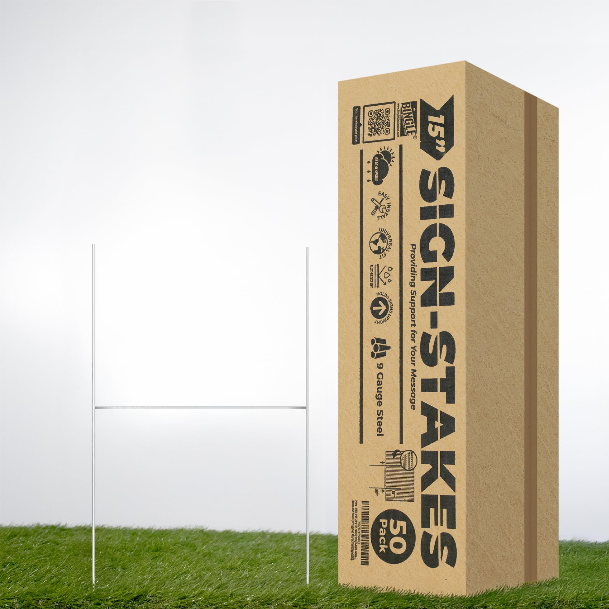 Vibe Ink 15"x10" Heavy Duty Metal H-Stakes Frame Wire Stakes Yard Sign Stake Lawn Sign Stake Use with 4mm and 5mm Corrugated Plastic Yard Signs (50