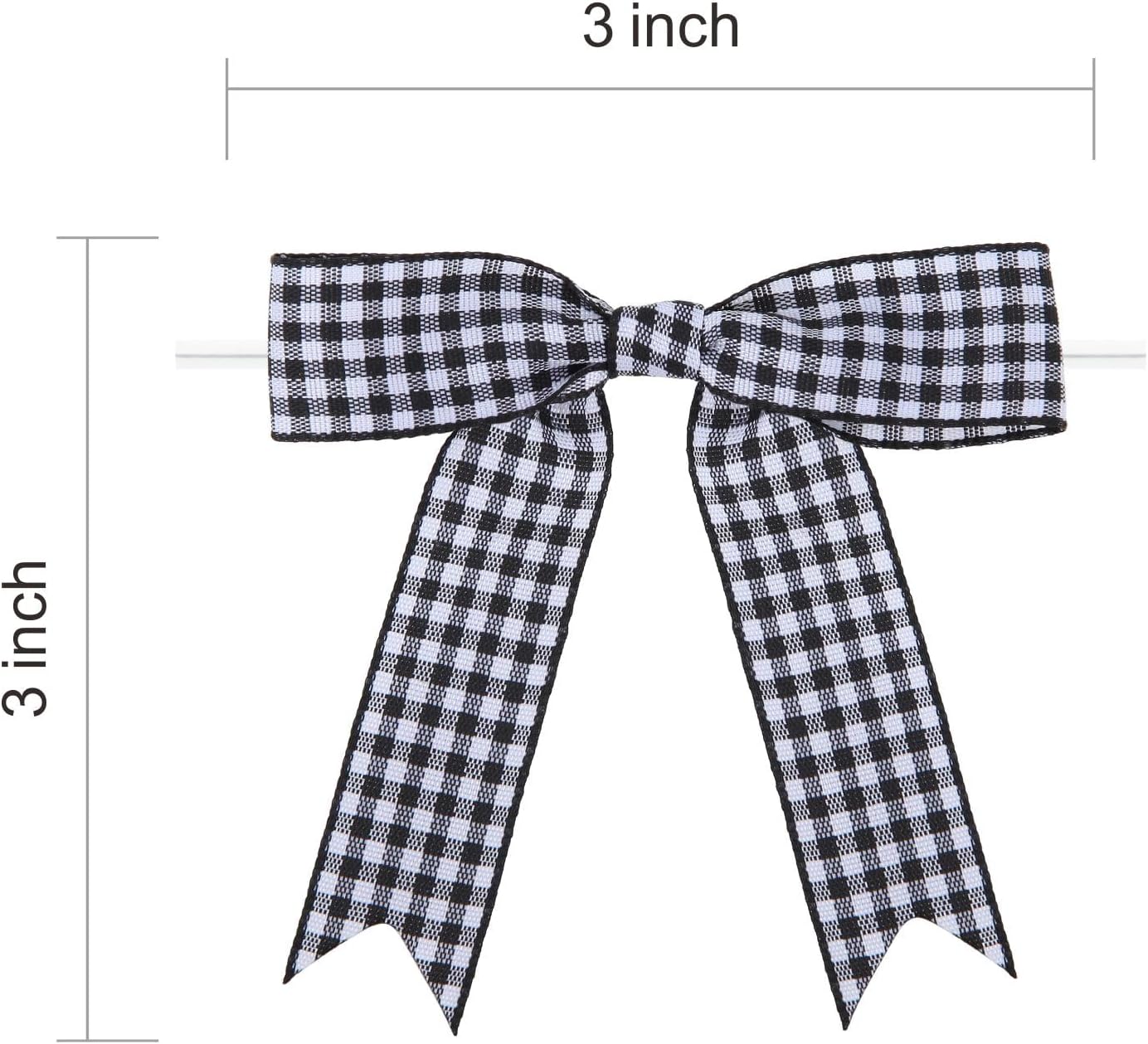 50 Pcs Black and White Gingham Ribbon Bows with Twist Tie 3 Inch Premade Bows for Gift Wrapping, Wedding, Baby Shower, Birthday Party, Party Decorations, DIY Craft (Black & White) - Image 2