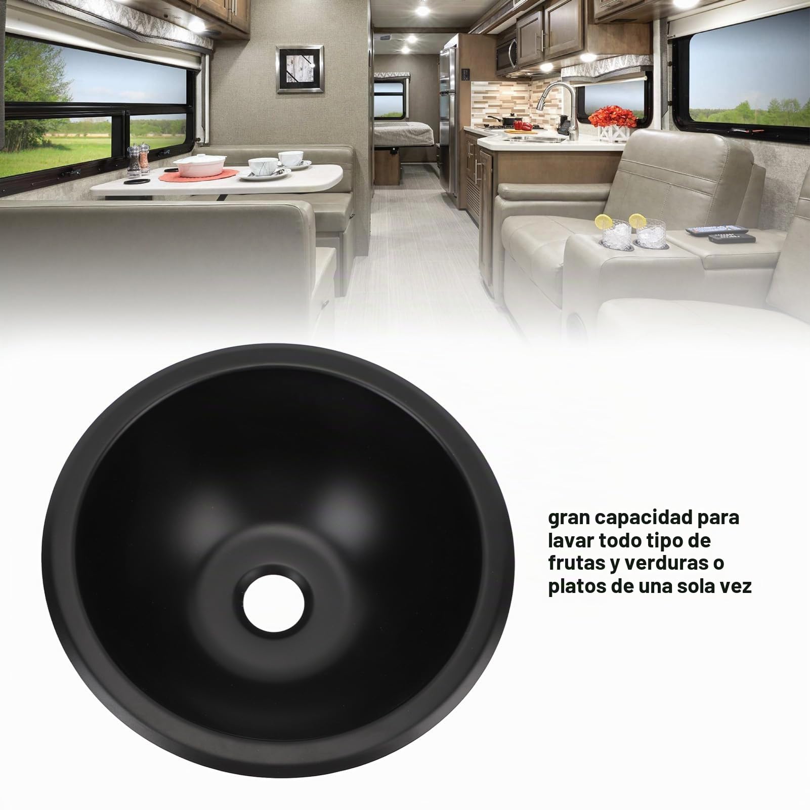 Fregadero de acero inoxidable, Fregadero redondo robusto con drenaje de 40mm para cocina pequeña, 9x4 pulgadas, Acero inoxidable 304, Fregadero para RV y barco