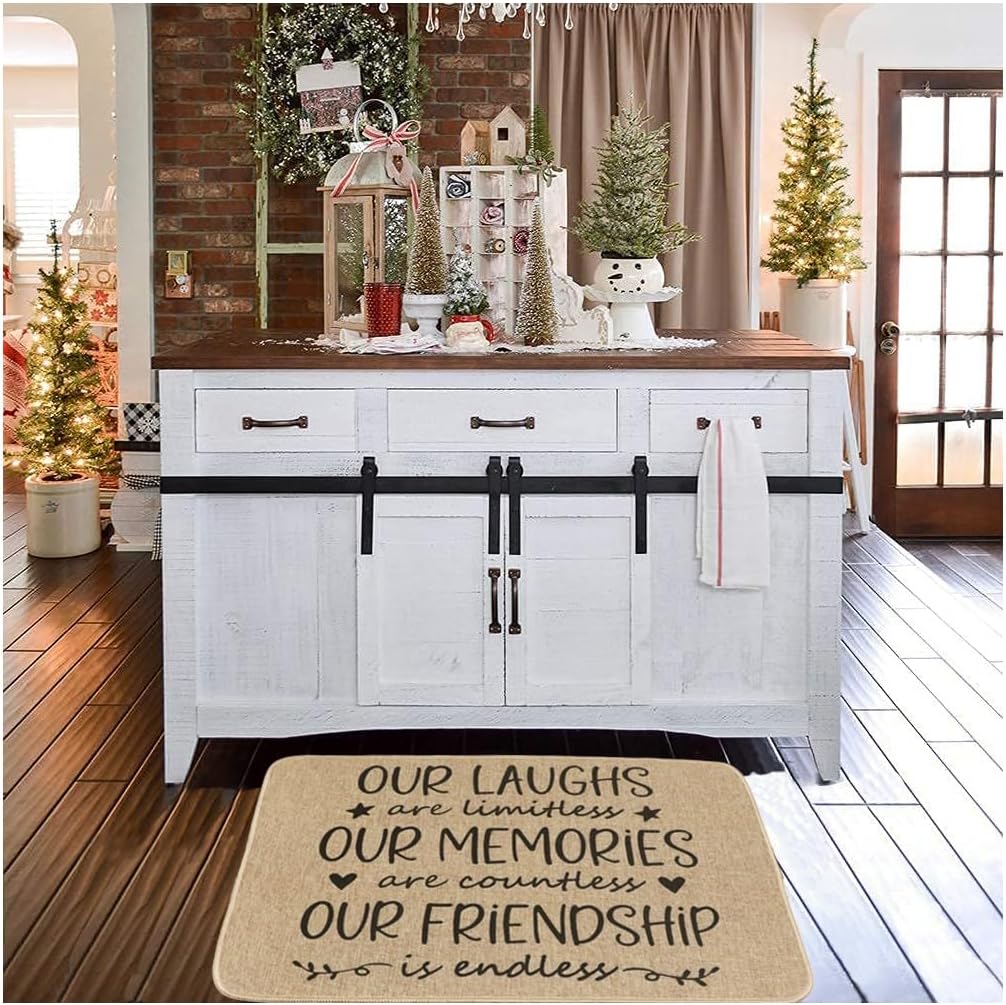 Welcome Mat for Front Door Rustic Farmhouse Door Mat Our Laughs Memories Friendship Doormat Home Floor Mats Non Slip Rubber Entrance Rug for Indoor Outdoor 17" x 28"