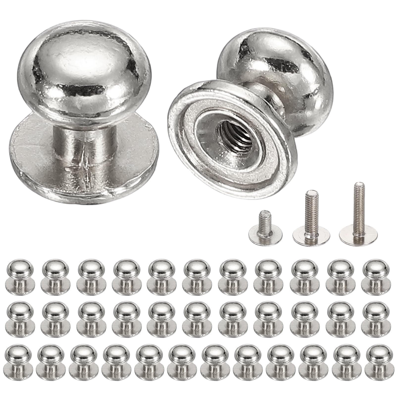 sourcing map 36Pcs Mini Drawer Pulls, 9x10mm Vintage Small Knobs for Jewelry Box, Round Metal Cabinet Knobs Handles Pulls with Screws for Dresser Closet Jewelry Box Gift Cases, Silver — image 1
