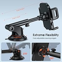 Vista 5 de Dashboard Car Phone Holder Mount: Strong Suction Cup Dashboard Windshield Phone Holder, AdjustableTelescopic Arm Dash Phone Mount Compatible with