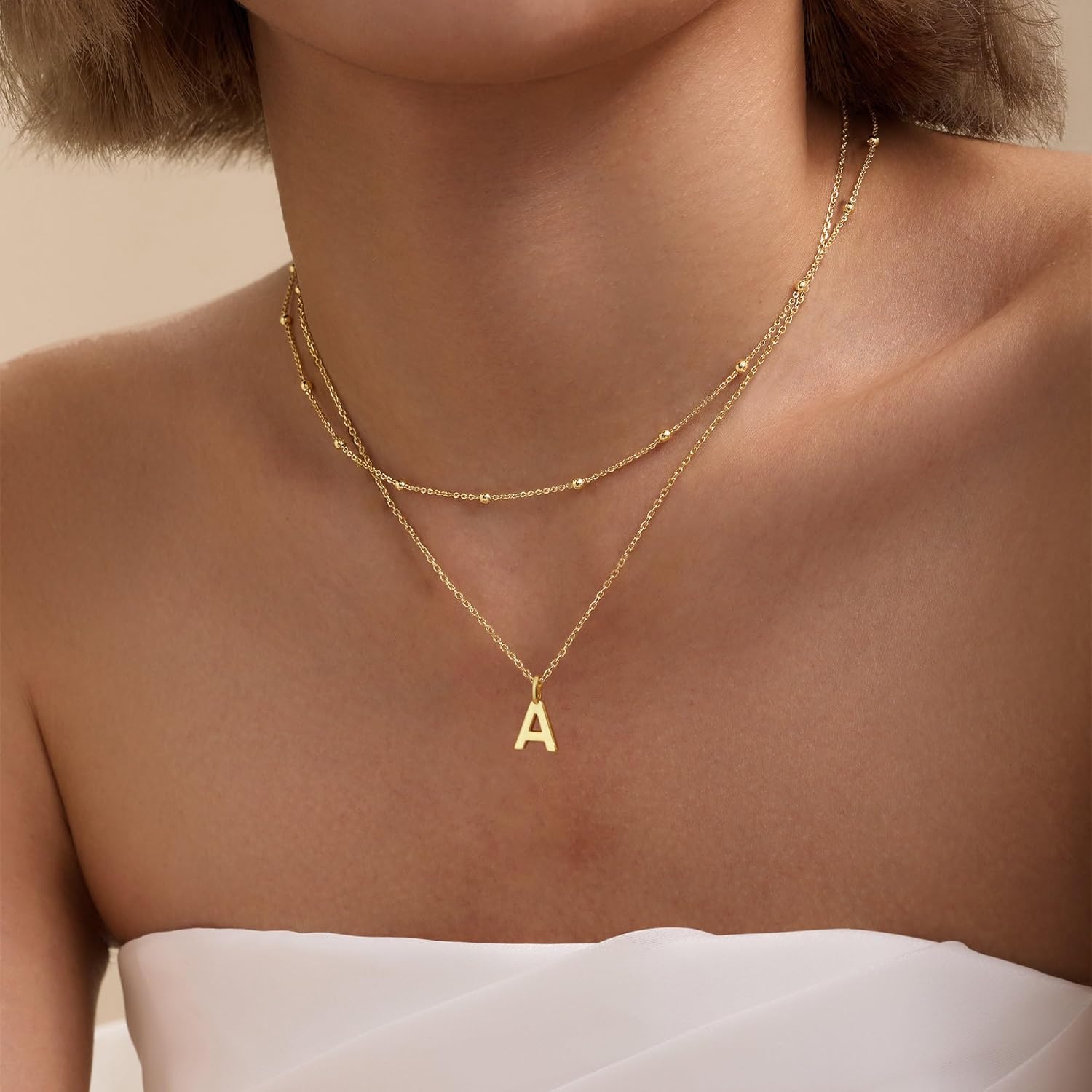 Initial Necklaces for Women 14k Gold Plated Dainty Layered A-Z Letter Pendant Necklaces for Women Trendy Personalized Name Necklace Gold Jewelry Gifts Fashion Accessories - Image 2