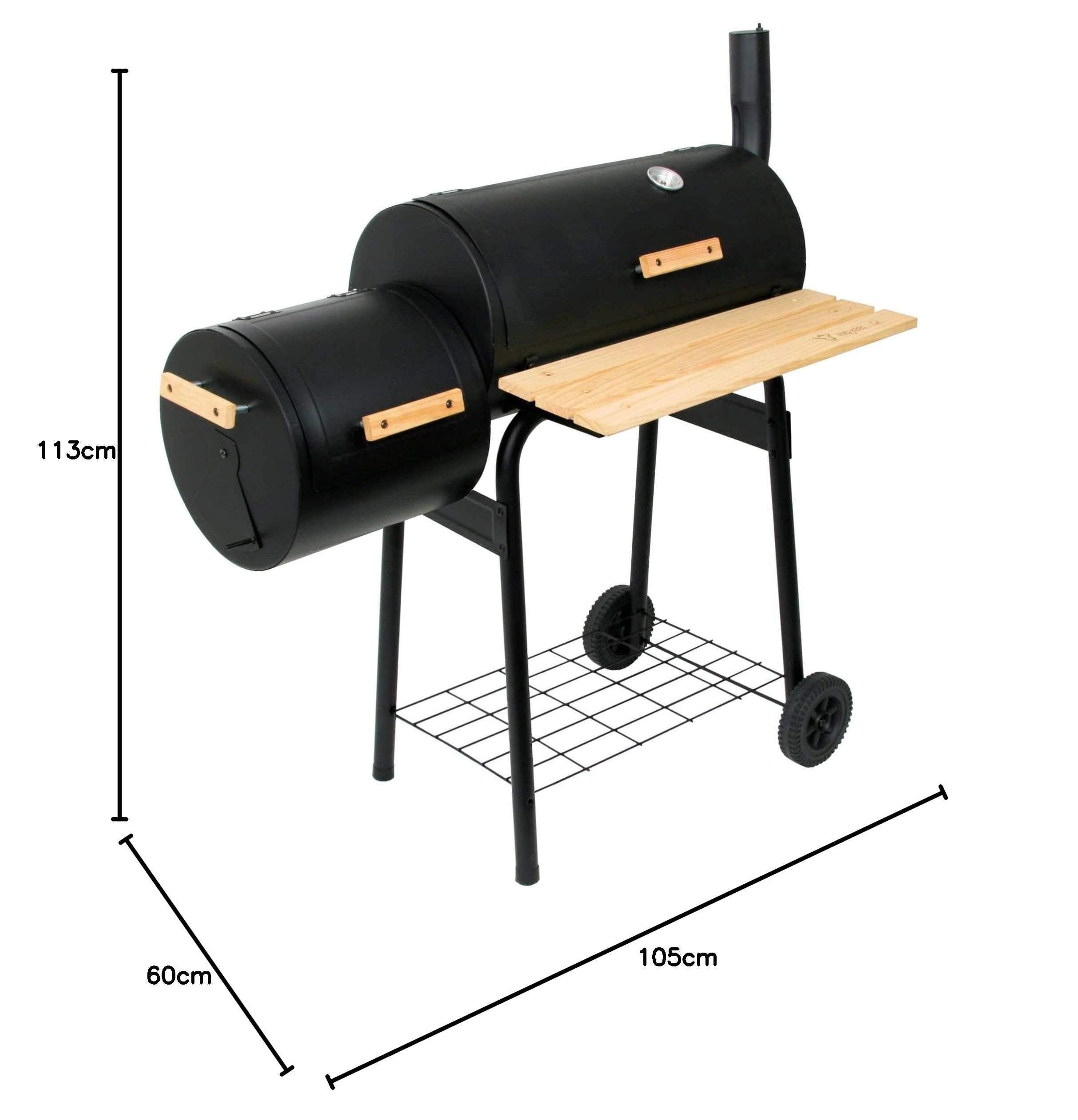 BBQ-Toro BBQ Smoker Grill, Holzkohle mit Feuerbox, Kombination, Grillwagen Holzkohlegrill, Barbecue Grill mit Smoker