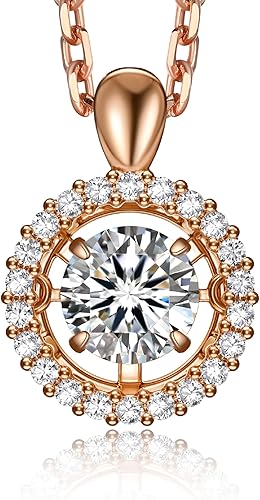 MomentWish Collar flotante para mujer, collar de moissanita bailarina de 0.51 quilate para ella, colgante de plata de ley 925, aniversario,