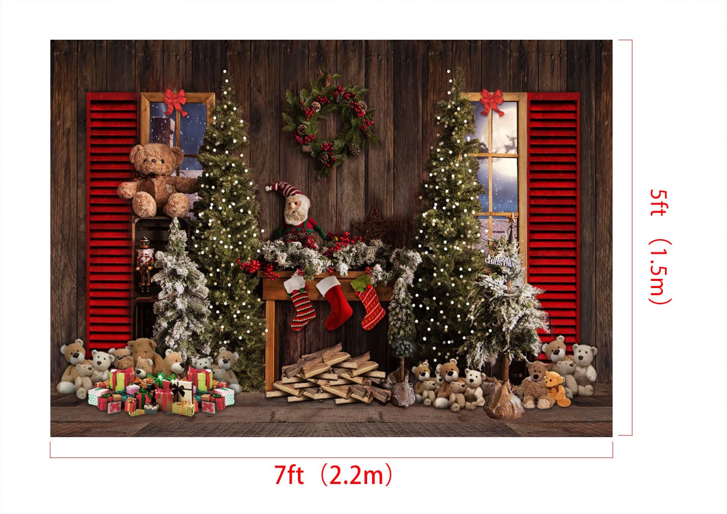 Kate Christmas Tree Window Backdrop Designed by Emetselch, 6.5x6.5ft - Sitting Kids / headshots / Pets / Microfiber (Printed Kate Christmas Tree Window Backdrop Designed by Emetselch, 6.5x6.5ft - Sitting Kids / headshots / Pets / Microfiber (Printed