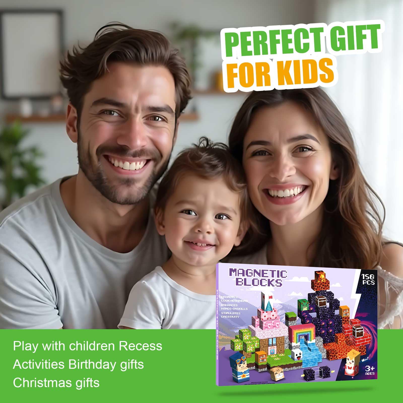 Bloques Magnéticos ONLYFUN 150 Piezas – Juego De Construcción Magnético Para Niños 3+ Años, Juguete Educativo Tipo Montessori