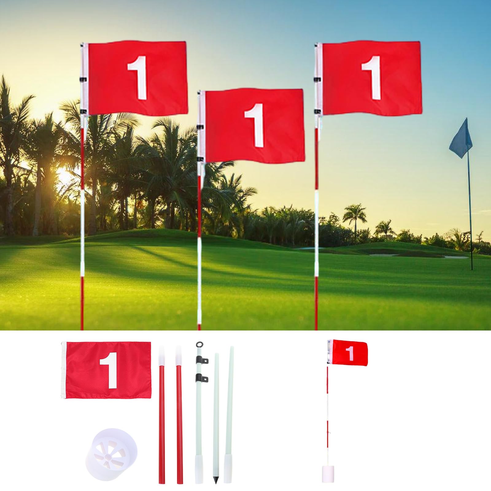 Golfs Flagsticks Flags with Hole Cups Practice Putting Green Flags Golfs Pin Flagstick Golfs Putting Green Flags Hole Cup