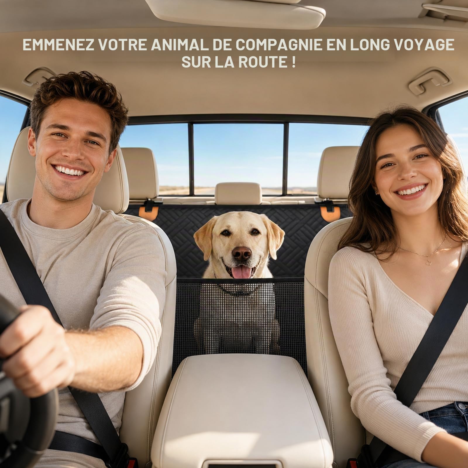 Protection Voiture Chien Siege Arriere, 129 x 60 cm, Housse de siège d'auto pour Chien à Fond Rigide jusqu'à 129 kg, 600D, pour lit d'auto de Chien pour Camion SUV de Voiture