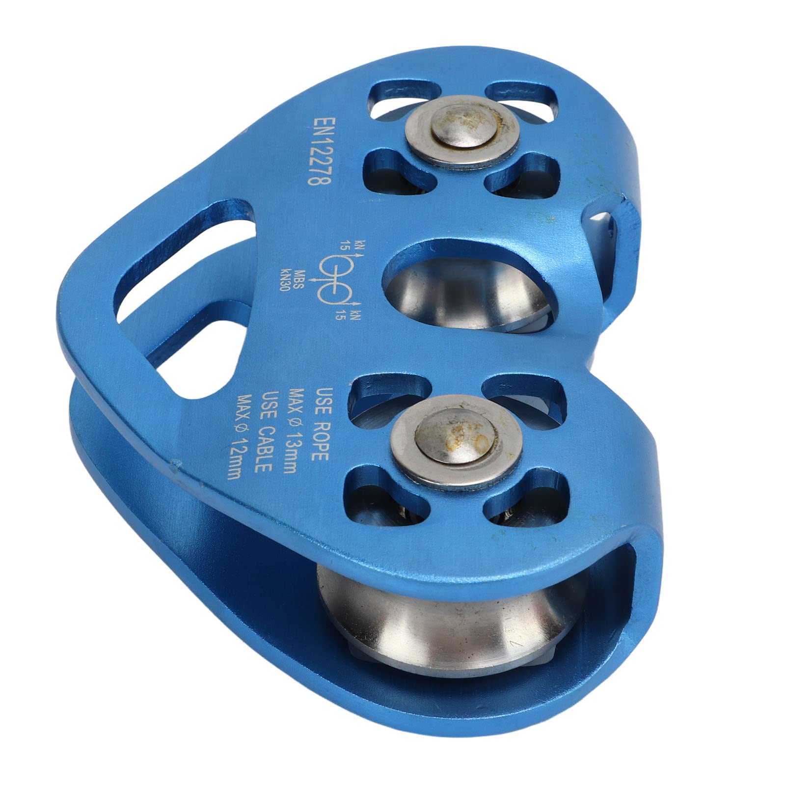 Naroote 30KN Kletterrolle, Langlebige Doppel-Kletter-Zipline-Rolle für Themen-Vergnügungspark, Heben, Kugellager, Mechanische Kraft (BLUE)