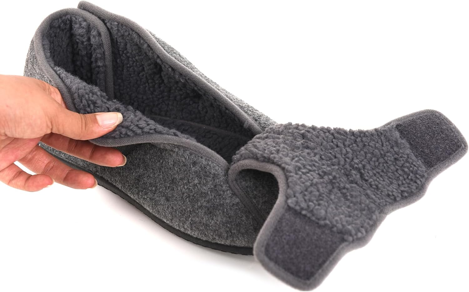 Men's Memory Foam Diabetic Slippers, Extra Wide Adjustable House Shoes for Swollen Feet, Arthritis, Edema, Soft Comfortable Non-Slip Slippers for Indoor and Outdoor Use - Image 4