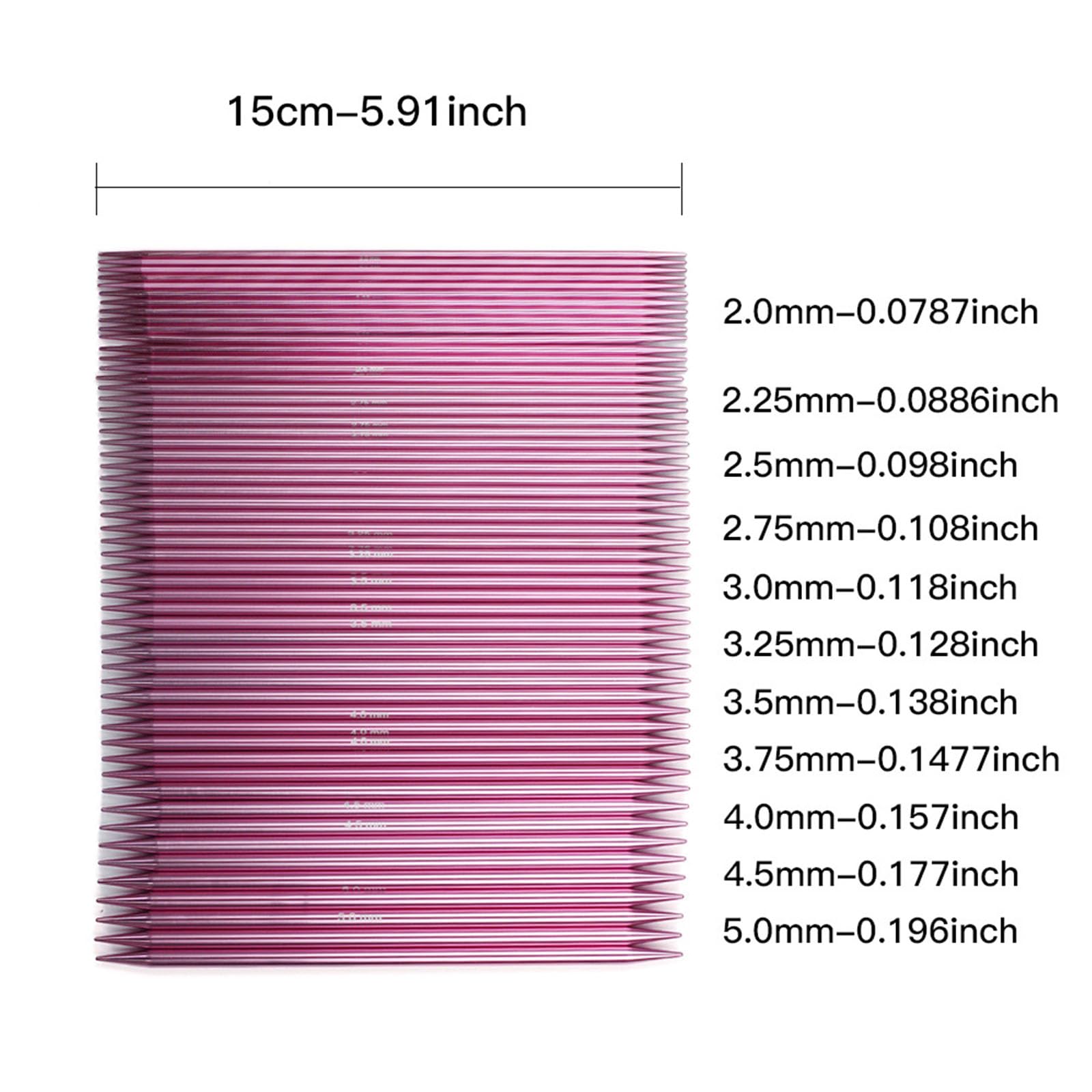 11 Paar Doppelend Aluminiumnadeln mit Etui, Doppelspitzkopf Stricknadeln für Pullover, Schal, Mütze, Tasche, 2, 0 mm-6, 0 mm, Stricken