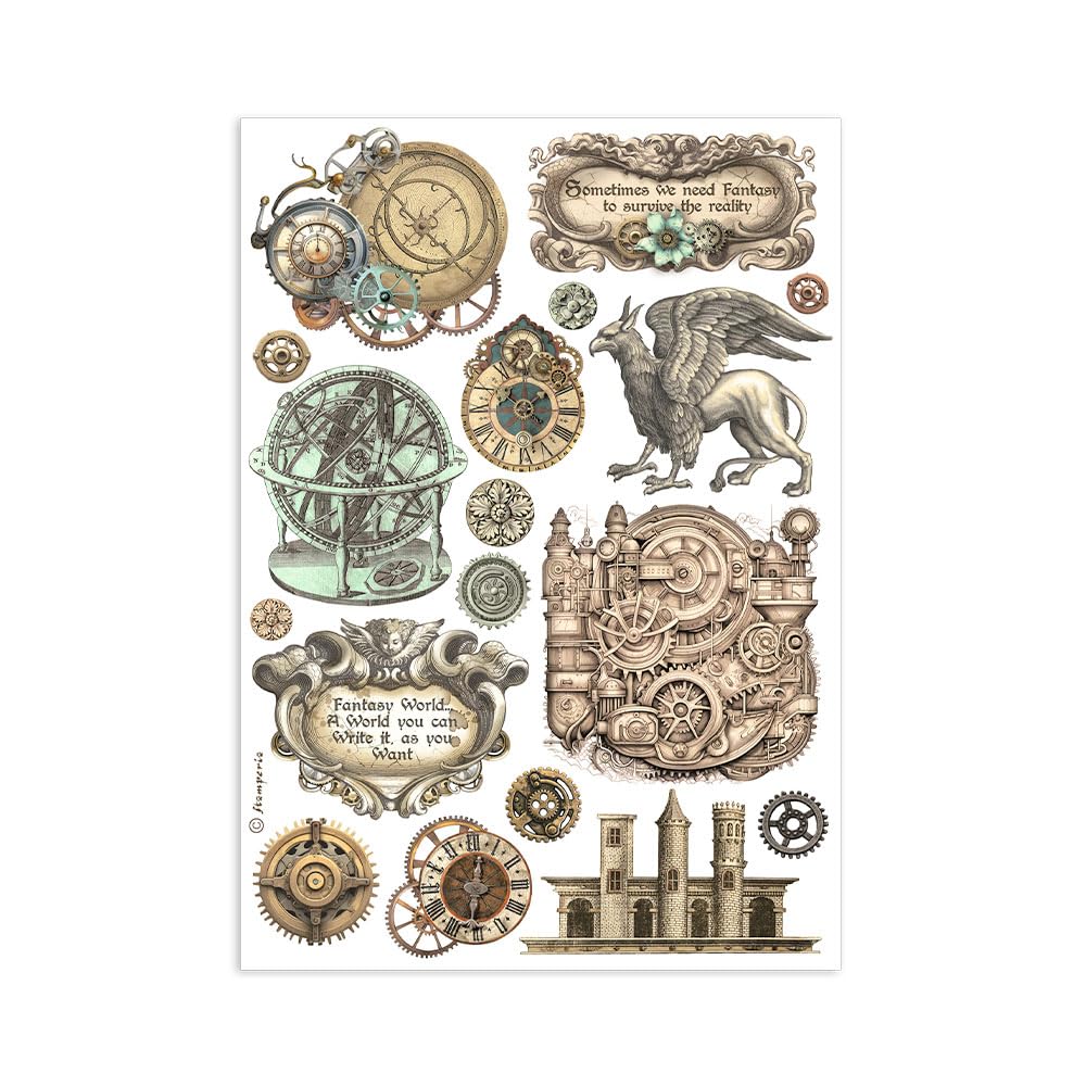 Stamperia International KFT Stamperia Washi Pad 8 arkuszy A5 Sir Vagabond w świecie fantasy, wielokolorowa, 15 x 20 cm