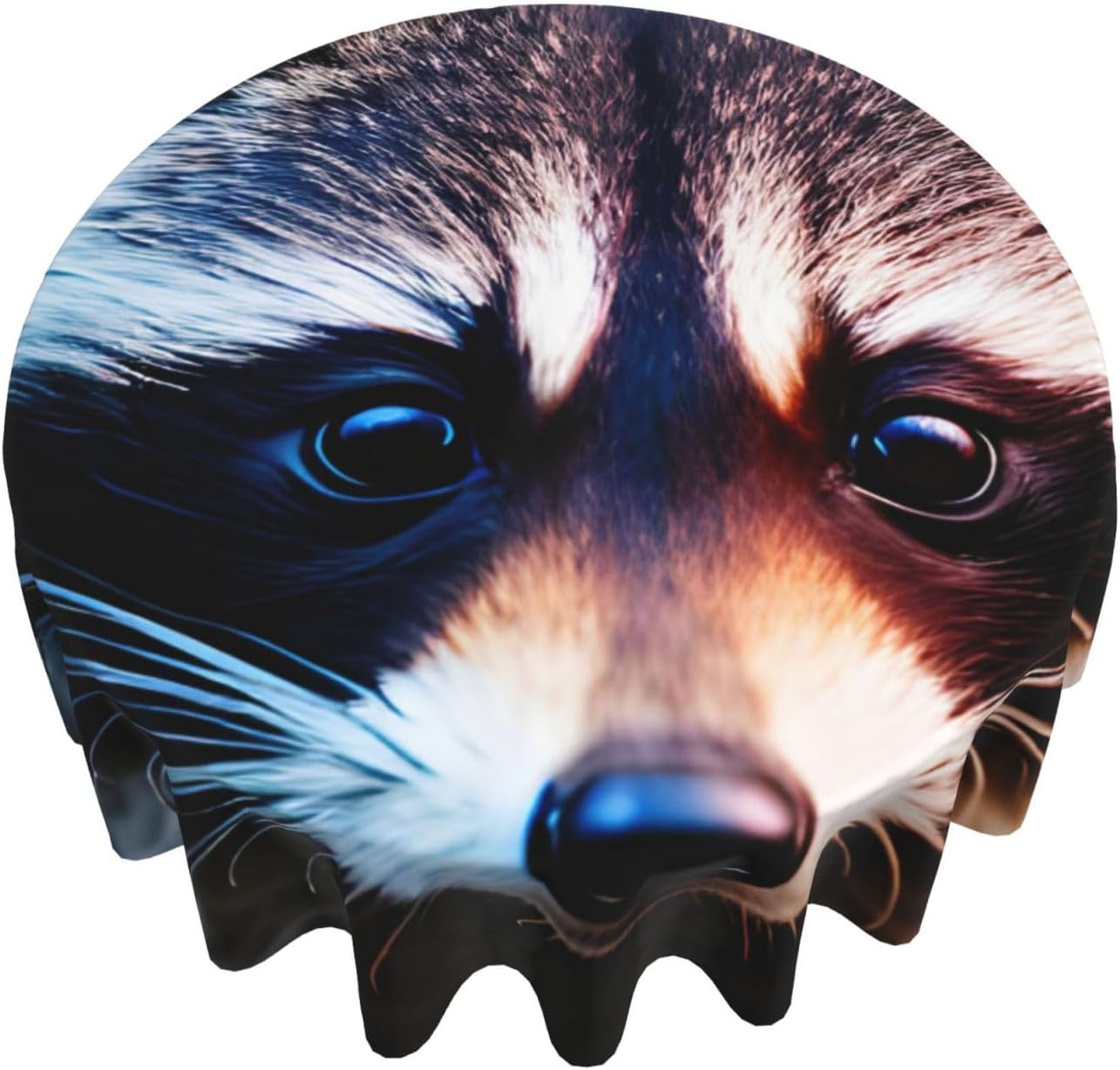 Little Raccoon Face Print Wrinkle Free Dining Table Cover for Birthday Party Farmhouse Tablecloths Up to 60 x 60 Inches