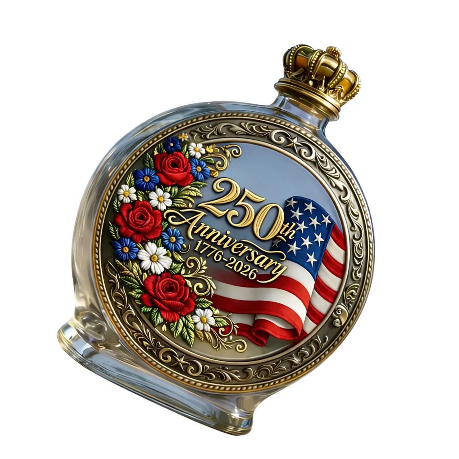 Tsophreniq Patriotic Flag Decanter 250th Anniversary Commemorative Liquor Bottle Recyclable Glass Irish Container