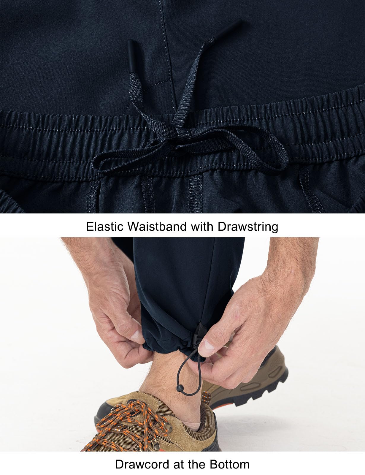Rdruko Pantaloni da uomo leggeri per attività all'aria aperta, con elastico in vita, ad asciugatura rapida, idrorepellenti, elasticizzati, per escursionismo, viaggi, passeggiate, lavoro, campeggio