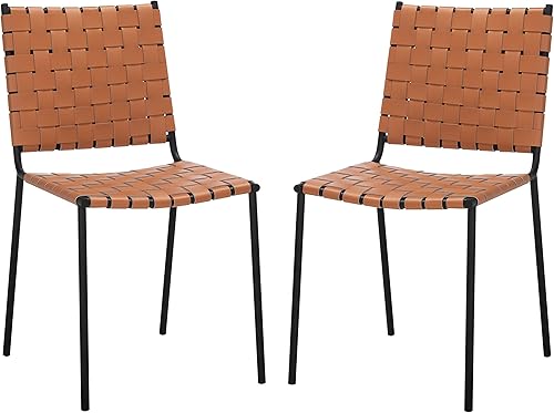 Safavieh Home Collection Wesson - Silla de comedor (2 unidades), color negro Coñac/Negro,Cognac/Plateado,Blanco/Plata