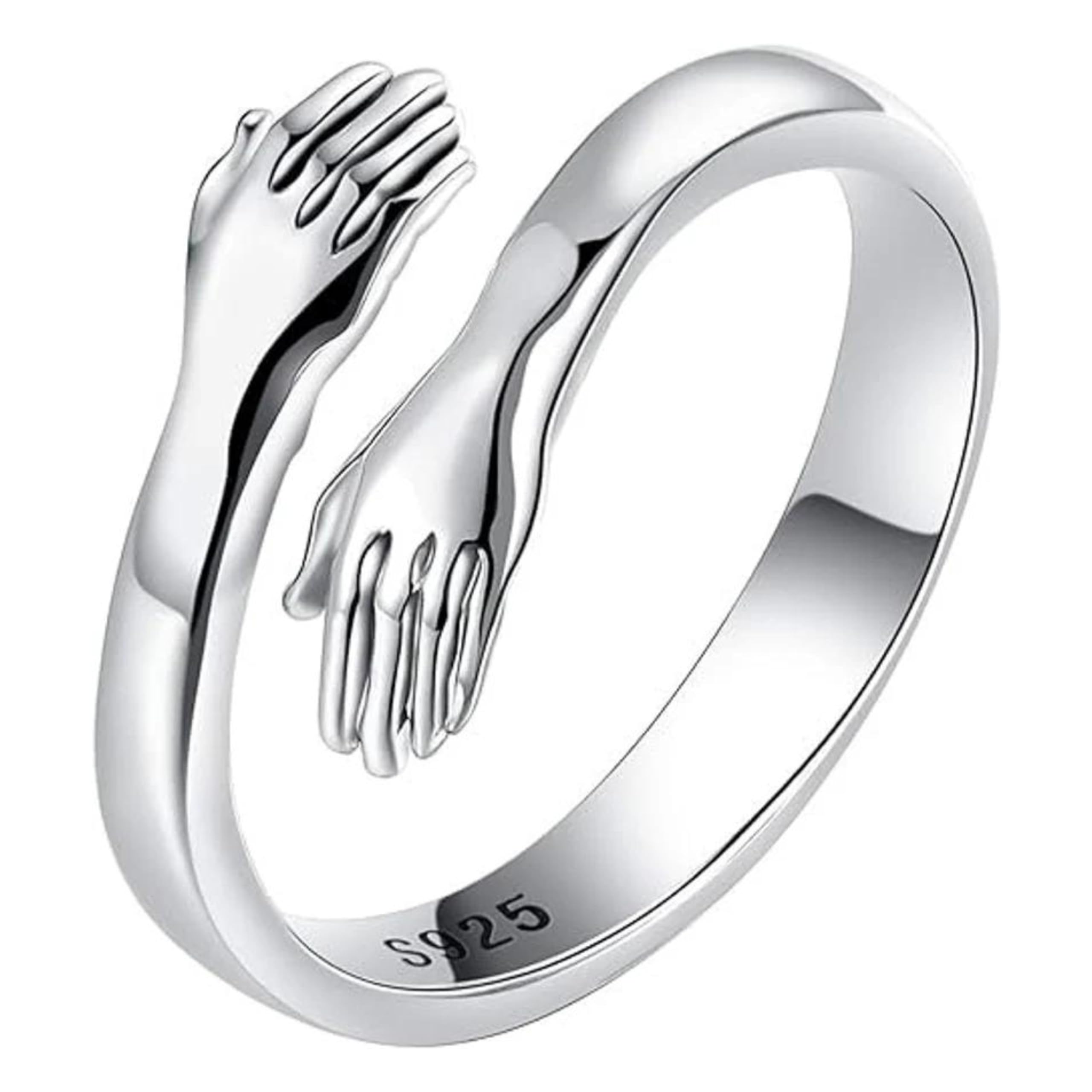 SATLAA Original - 925 Pure Real Sterling Silver Adjustable Cute Hug Finger Ring For Women - Lightweight, Promise, Love Ring | 925 Stamp And Certificate Of Authenticity (Silver) - Adjustable (B0CS3P79S7) Amazon Price History, Amazon Price Tracker