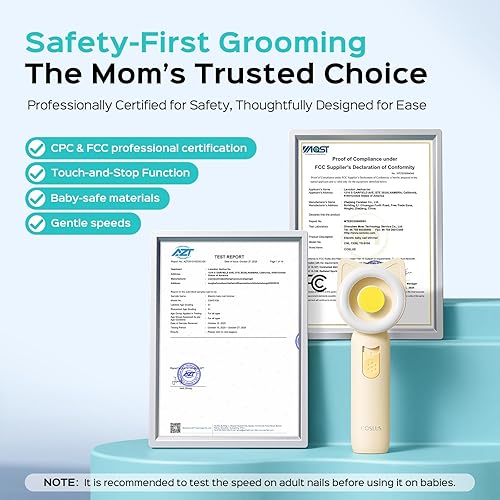 Miniatura 3 de COSLUS Cortador de uñas eléctrico para bebé lima de uñas suave para bebé con diseño silencioso y luz de 360, seguro para el recorte de sueño, kit