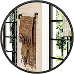 Growsun Miroir rond noir, 24 inch Circle Mur miroir pour salle de bain Vanity, entrée salon, Matte Black Cadre en métal pour décoration maison