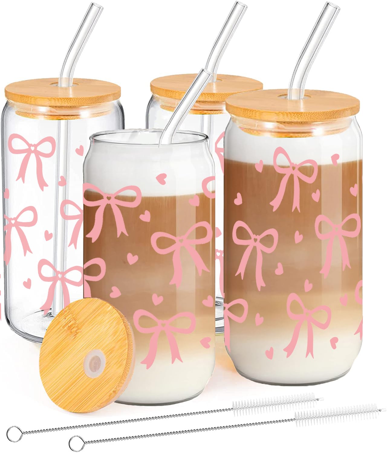 Dragon Glassware Miffy Trinkgläser 2er-Set – Mit Deckel & Strohhalm, 473 Ml, Wiederverwendbar, Erdbeer-Design, Offiziell Lizenziert
