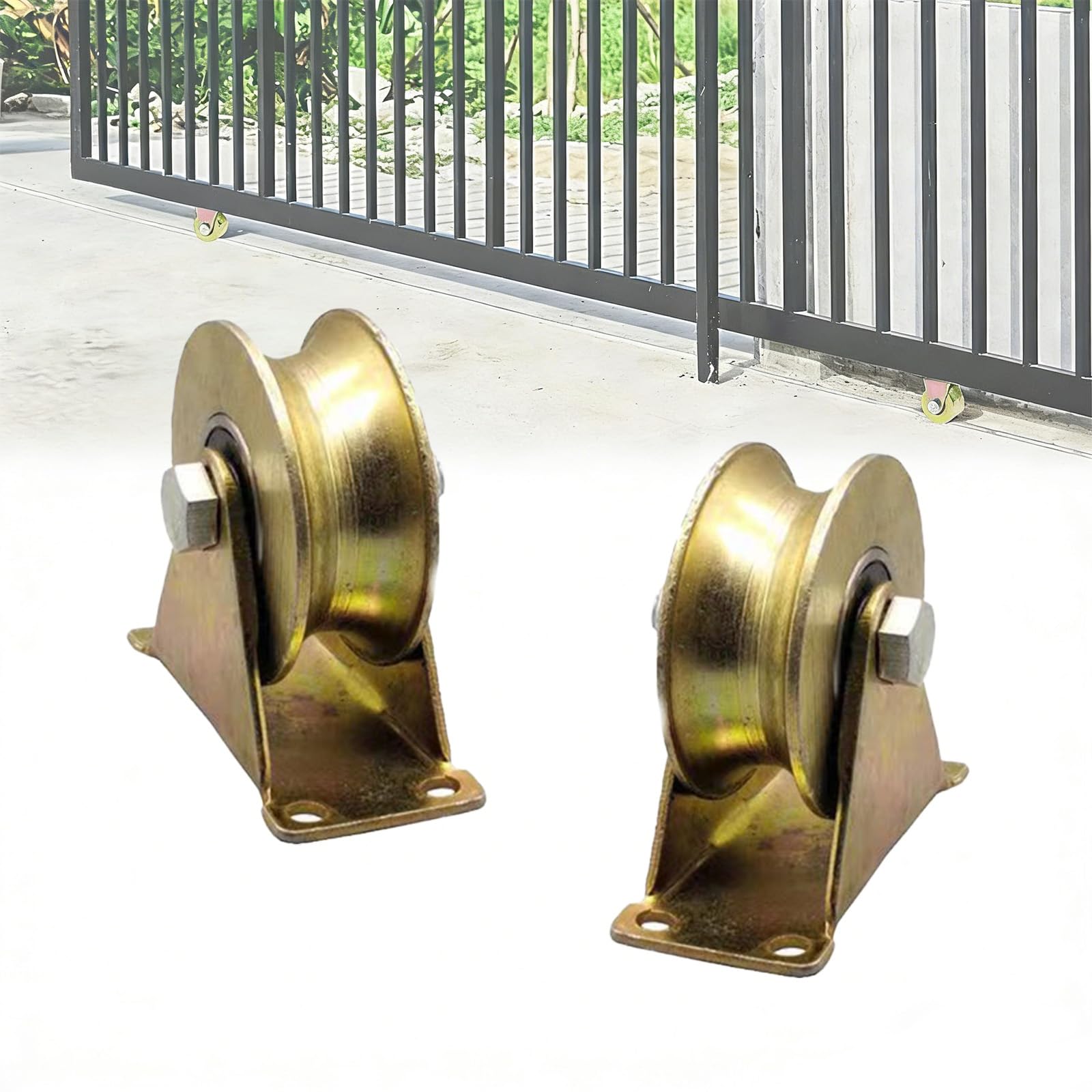 Pack of 2 Rigid Sliding Gate Wheels, Heavy Duty Rigid Rollers, 50 mm (U)