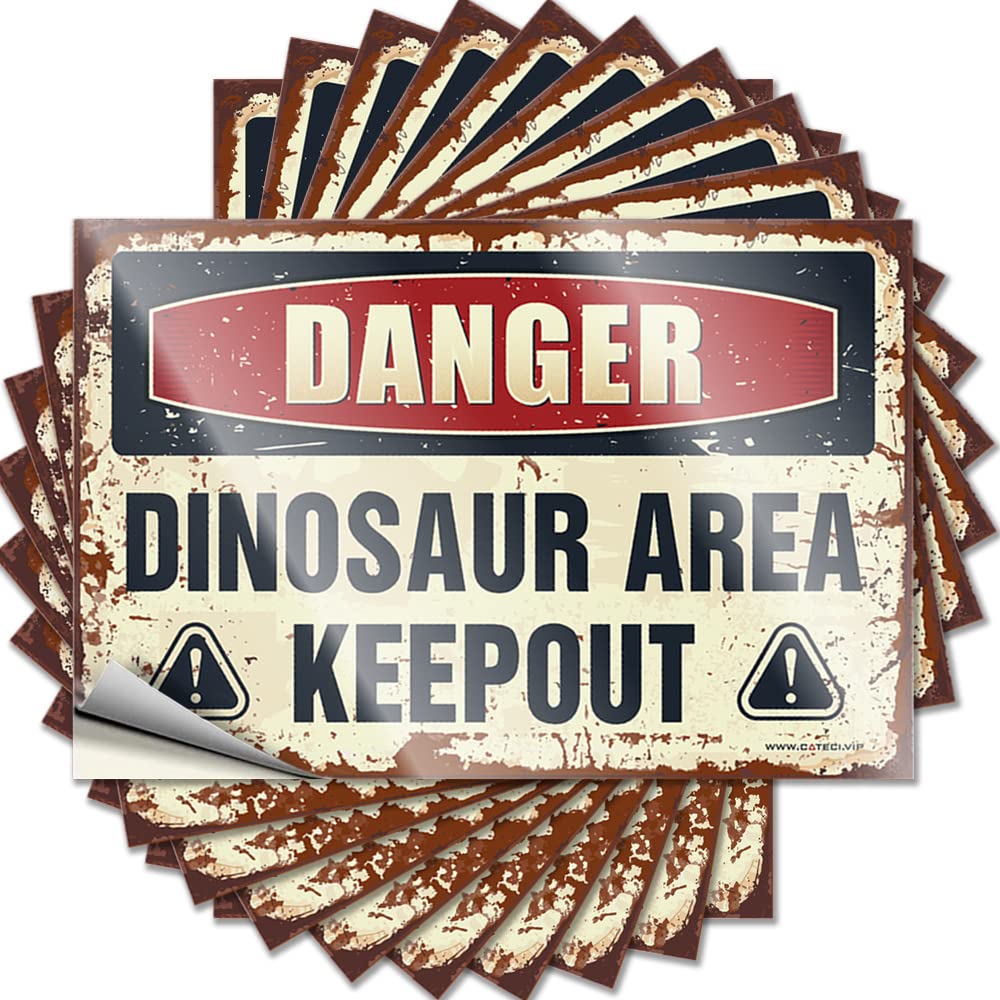 Danger Dinosaur Area Keep Out Wall Small - Home Bar Accessories Sticker Self Adhesive Sticker(8X12CM)