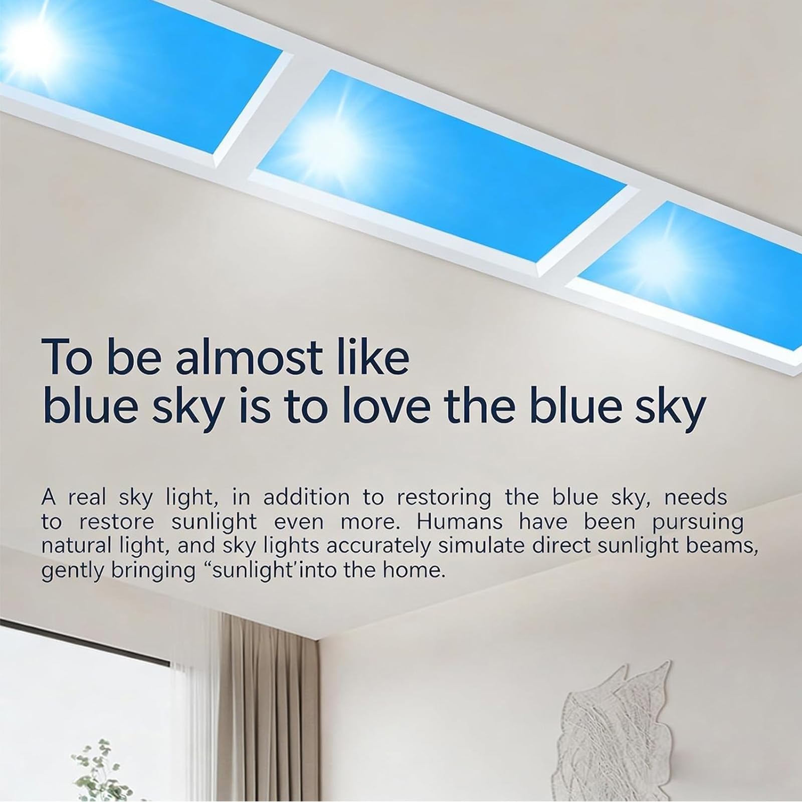 Pannello Luminoso for Finta Finestra con Telecomando, Plafoniera LED Intelligente Cielo Blu con Effetto Luce Naturale, Design Ultrasottile e dimmerabile Sky,Embedded,470 * 470mm