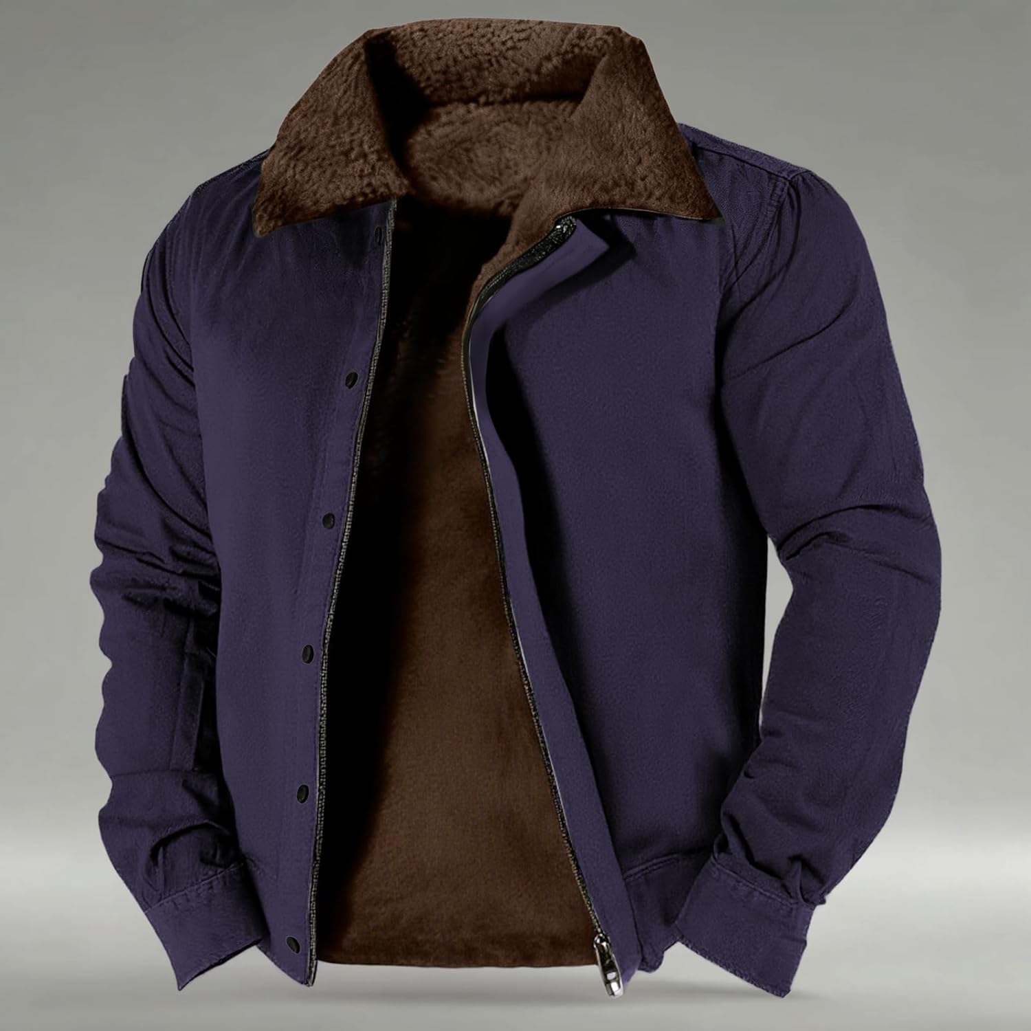 Fall Jackets For Men 2025 Western Long Sleeve Sherpa Fleece Zip Up Retro Ethnic Print Fashion Casual Warm Coats - Image 2