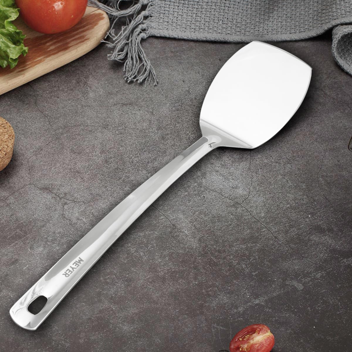 Meyer Stainless Steel Kitchen Tools Set of 2 Pieces - Turner 32cm & Slotted Turner 33cm| Kitchen Tools for Home | Steel Turner for Cooking, Silver 1