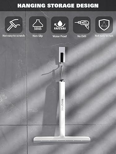 Miniatura 5 de IMHO Escobilla de ducha para puerta de cristal de ducha, escobilla de vidrio blanco para limpieza de ventanas, escobilla de baño pequeña para