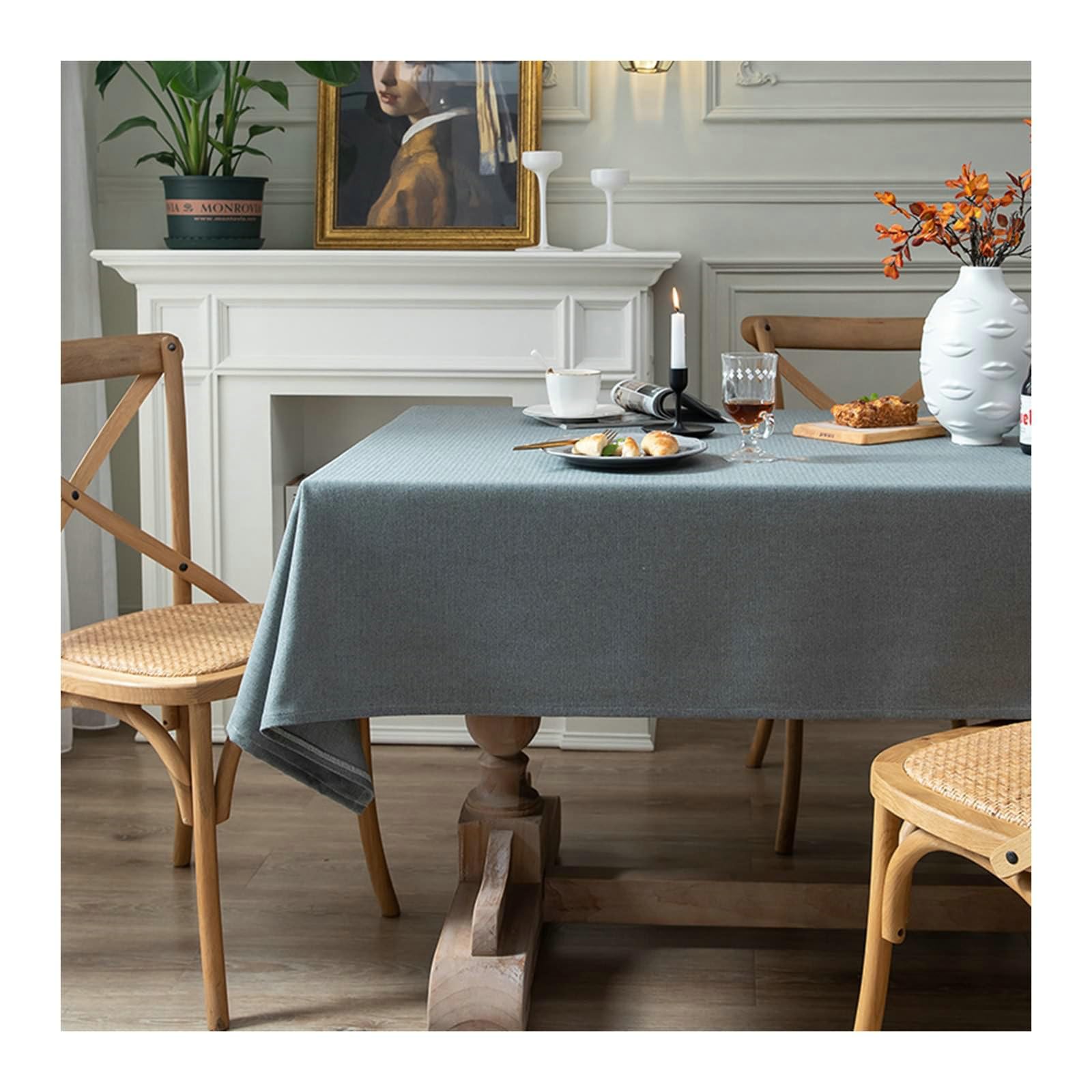 Mantel De Tela De Algodón Y Poliéster, Lavable, Diseño De Damasco, Tejido Jacquard, Lavable, Color Beige