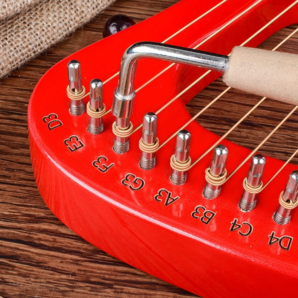 24 Saiten Mahagoni Massivholz Metallsaiten Musikinstrument für Erwachsene und Kinder, mit Stimmschlüssel, Notenblatt, Geschenk für Musikanfänger, Kinder und Erwachsene