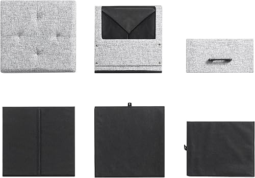 Miniatura 8 de Otto & Ben Stockbox otomana con cajón de almacenamiento, taburete plegable de cubo de 15 pulgadas, gris claro