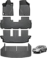 JAOGAUS Floor Mats for Toyota Highlander 2008-2013 Non-Hybrid: All-Weather TPE Liners, Custom 3D Fit, 3-Row + Trunk, Waterproof Anti-Slip Full Set